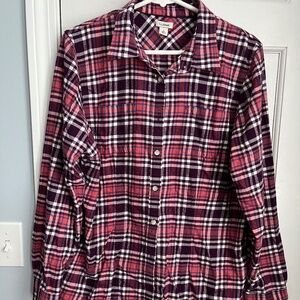 L.L. Bean Women's Plaid Button Down Shirt - Purple and Pink